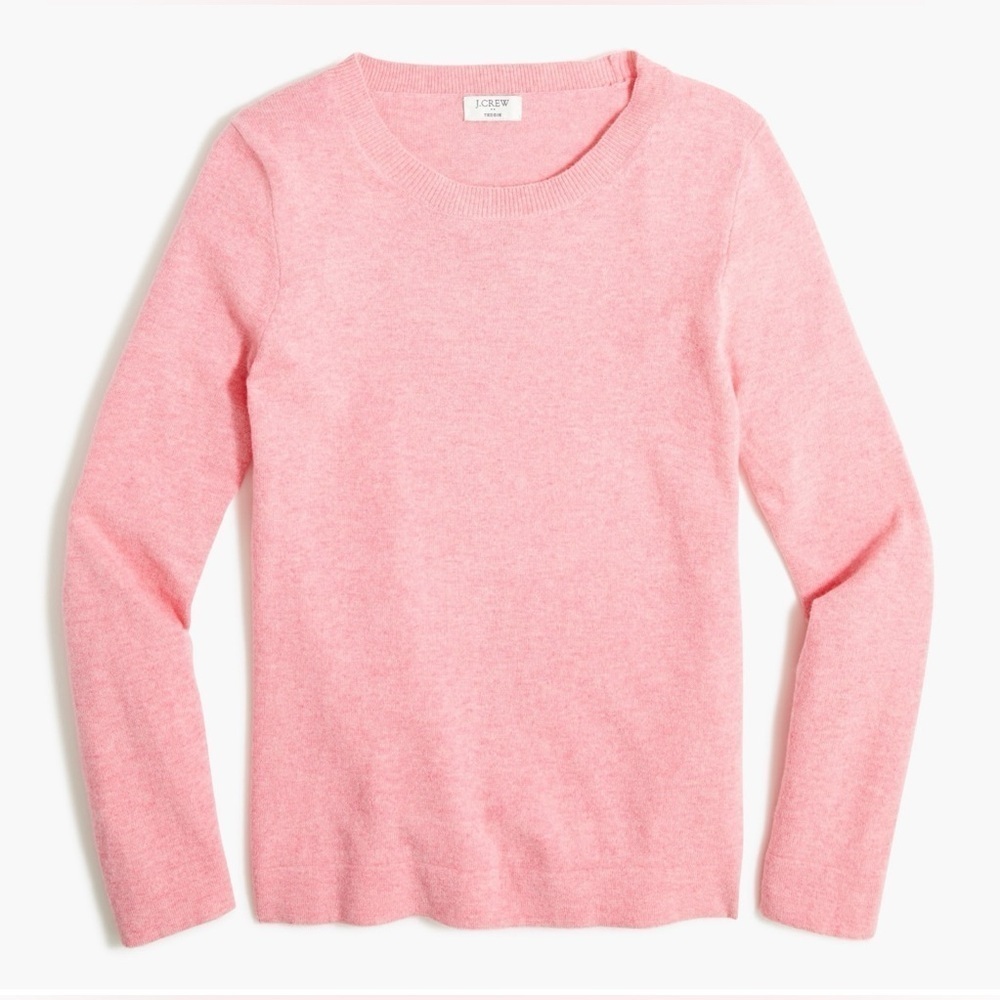 J. Crew Pink Crewneck Sweater with Ribbed Trim